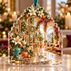 One christmas ornament with an original Citrus Blossom Facetframe Loft Salon and maximum-depth printed illusion.