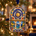 One christmas ornament with an original Sardine Salon Mosaic Portal and maximum-depth printed illusion.