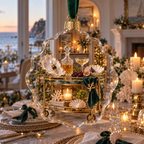 One christmas ornament with an original Seashell Gilded Aperitif Cart and maximum-depth printed illusion.