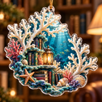 One christmas ornament with original Coral Reef Lantern Library and maximum-depth printed illusion.