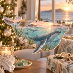 One christmas ornament with original Whale Migration Rosewater Welcome optical-depth print.