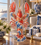 One christmas ornament with original Lobster Porcelain Gallery optical-depth print.