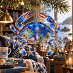 One christmas ornament with original Crab Tidepool Reading Room optical-depth print.