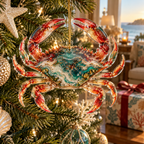 One christmas ornament with original Crab Garnet Shoal Birthday optical-depth print.