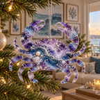 One christmas ornament with original Crab Amethyst Gallery optical-depth print.