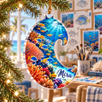 One christmas ornament with original reef fish hobby studio flat printed optical-depth artwork.