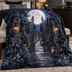 Fern Forest Host Gift Bedding Set with flat printed optical 3D emerald ferns, amber leaves and woodland trail