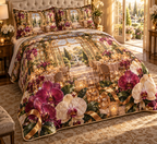 One quilted bedding set with an original Orchid Gilded Hospitality Pavilion and deep host-gift illusion.