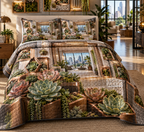 One quilted bedding set with an original Succulent Shadowbox Mosaic Loft and maximum optical depth.