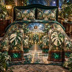 One quilted bedding set with an original Monstera Crownvault Specimen Gallery and deep rare-plant collector illusion.