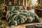 One quilted bedding set with an original Monstera Makerlight Atelier and deep hobby-studio illusion.