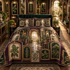 One quilted bedding set with an original Herb Garden Prism-Frame Salon and maximum-depth printed illusion.