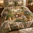 One quilted bedding set with an original Herb Garden Gilded Supper Conservatory and maximum-depth printed illusion.
