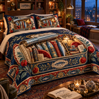 One quilted bedding set with an original Sardine Library Midnight Folio and maximum-depth printed illusion.