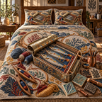 One quilted bedding set with an original Sardine Maker Loom Atelier and maximum-depth printed illusion.
