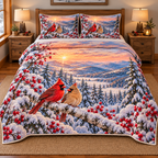 Cardinal Birch Valley 3-Piece Quilted Bedding Set. Flat printed optical depth; room styling not included.