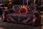 Lunar Eclipse Bedroom Sofa Cover with flat printed optical 3D blood moon in black pearl amethyst and rose gold