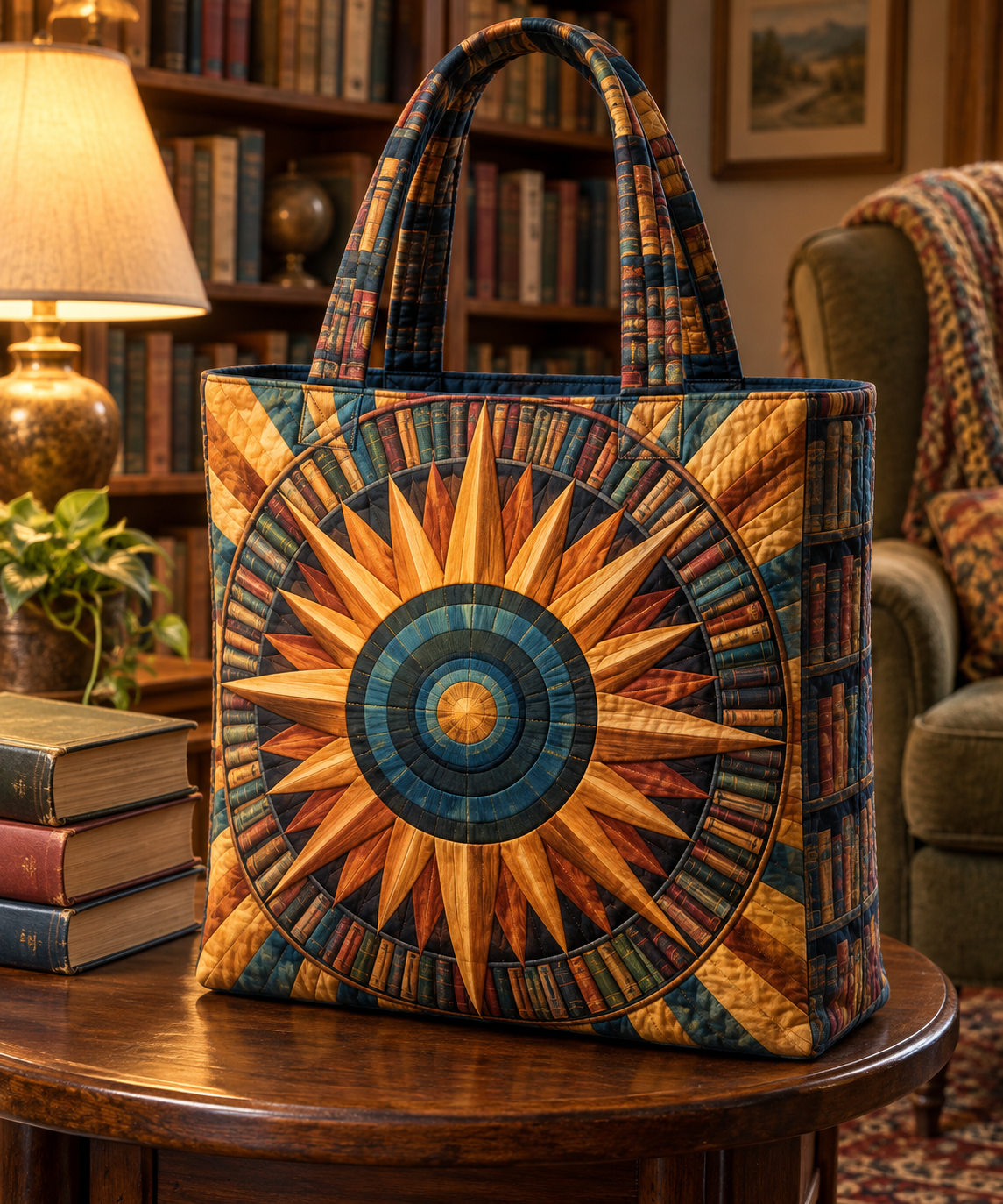Vintage Solar System Host Gift Sofa Cover with flat printed optical 3D antique sun engraved planets and orbital rings through observatory arches in brass navy sepia and teal