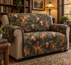 Acorns & Oak Leaves Reading Nook Sofa Cover with flat printed optical 3D acorns and oak leaves