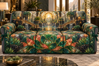 One sofa cover with an original Succulent Sunvault Grand Salon and deep biophilic illusion.