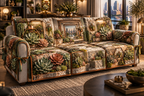 One sofa cover with an original Succulent Shadowbox Mosaic Loft and maximum optical depth.