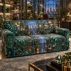 One sofa cover with an original Monstera Meridian Glasswork Studio and maximum optical depth.