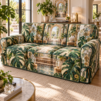 One sofa cover with an original Monstera Newroot Crystal Courtyard and deep new-home conservatory illusion.
