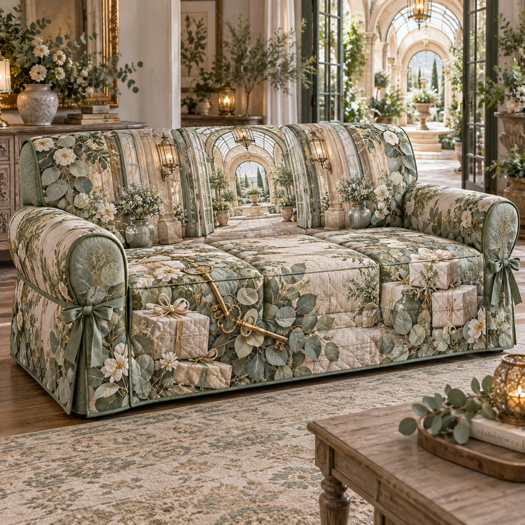 One sofa cover with an original Eucalyptus Hearthkey Welcome Conservatory and deep housewarming illusion.