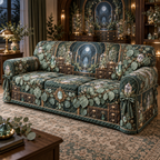 One sofa cover with an original Eucalyptus Gemvault Specimen Cabinet and deep collector-gallery illusion.