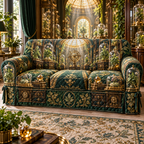 One sofa cover with an original Herb Garden Aureate Herbarium Vault and maximum-depth printed illusion.