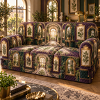 One sofa cover with an original Herb Garden Prism-Frame Salon and maximum-depth printed illusion.