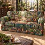 One sofa cover with an original Herb Garden Copperpress Maker Atelier and maximum-depth printed illusion.