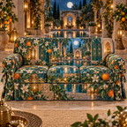 One sofa cover with an original Citrus Blossom Lanternwell Quiet Alcove and maximum-depth printed illusion.