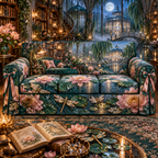 One sofa cover with an original Water Lily Lumenleaf Storypond Conservatory and maximum-depth printed illusion.
