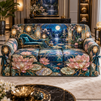 One sofa cover with an original Water Lily Celestique Mosaic Suite and maximum-depth printed illusion.
