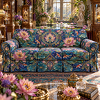 One sofa cover with an original Water Lily Curiohall Birthday Treasury and maximum-depth printed illusion.