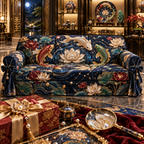 One sofa cover with an original Koi Lotus Jubilee Curio and maximum-depth printed illusion.