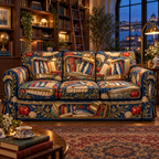 One sofa cover with an original Sardine Library Midnight Folio and maximum-depth printed illusion.