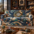 One sofa cover with an original Sardine Blueprint Observatory and maximum-depth printed illusion.