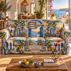 One sofa cover with an original Sardine Azulejo House Key and maximum-depth printed illusion.