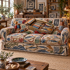 One sofa cover with an original Sardine Maker Loom Atelier and maximum-depth printed illusion.