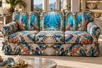 One sofa cover with an original Seashell Tidal Mosaic Atrium and maximum-depth printed illusion.