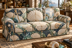 One sofa cover with an original Seashell Pearl Geometer Studio and maximum-depth printed illusion.