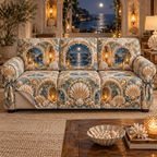 One sofa cover with an original Seashell Amber Grotto Alcove and maximum-depth printed illusion.