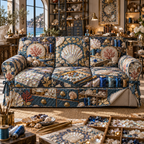 One sofa cover with an original Seashell Maker Mosaic Atelier and maximum-depth printed illusion.
