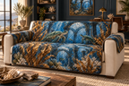 One sofa cover with original Sea Turtle Glass Atrium optical-depth print.
