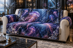 One sofa cover with original Jellyfish Prism Cabinet optical-depth print.