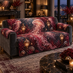 One sofa cover with original Jellyfish Garnet Lantern optical-depth print.