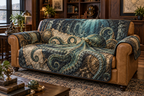 One sofa cover with original Octopus Verdigris Atlas optical-depth print.