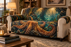 One sofa cover with original Octopus Amber Grotto optical-depth print.